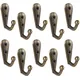 10pcs Bronze Hooks Zinc Alloy Wall Hanger Hat Coat Hooks Duty Wall Mounted Hanger Closet Hooks for