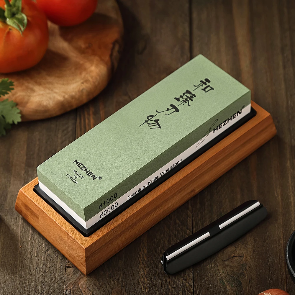HEZHEN Küche Messer Spitzer Schleifen Stein Diamant Schärfen Oberfläche Schleifstein Messer Küche Schleifen Werkzeug mit Winkel Guide Image