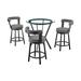 Clara 4 Piece Counter Height Round Bar Dining Set, Gray Faux Leather, Black