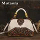 MOTAORA Handmade Luxury Handbags For Women Leather Shoulder Bags 2023 New Vintage Carved Ladies Hand