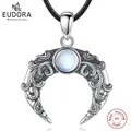 Eudora 925 Sterling Silver Moon Necklace for Women Man Vintage Tree of Life Moonstone Amulet Pendant