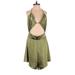 Princess Polly Casual Dress - Mini Plunge Sleeveless: Green Solid Dresses - Women's Size 6