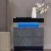 Modern Wood LED Nightstand with 2 Drawers