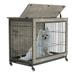 23-Inch Heavy-Duty Dog Crate with Flip Top 2-Door Dog Kennel with Pull-Out Removable Tray Pet Cage with Wheels for Indoor Gray