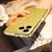 for iPhone 14 Pro Max Bling Glitter Case for Women Cute Diamond Rhinestone with Shiny Sparkly Acrylic Sticker Back Plating Metal Bumper Frame Edge Protective Cover Girly Fashion Luxury Cover Gold