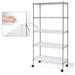 NSF Adjustable Height Shelving W/Liner Wheels Rolling Basement Storage Shelving Metal Storage Shelving Garage Shelving Storage Organizer Utility Shelf W/Liner 5-Tier Silver