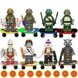 8 Pcs/Set Ninja Turtles Action Figures Building Blocks Toys 1.77 Inch Turtles Figures with Skateboard Anime Movie Character Figures Assembling Toys for Boys Teenages Fans Birthday Gift