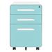 BULYAXIA 3 Drawer Rolling File Cabinet with Lock Office File Cabinet with Drawers for Legal/Letter Size Under Desk Storage Filing Cabinet for Home Office Assembled(Blue)