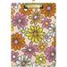 12.5 x9 Flowers Daisy Clipboards Standard A4 Letter Size Nursing Clipboard with Low Profile Metal Clip Decorative Clip Board for Office Supplies Silver