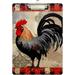 Hyjoy Black Red Rooster Clipboard - Durable Clipboards with Low Profile Metal Clip for Nurses School Office A4 Size 9 x 12.5 Acrylic Clip Boards