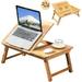 Easy Desk Bamboo Laptop Desk Adjustable Portable Table Lap Tray with USB Cooling Fan Notebook Computer Table Breakfast Serving Bed Tray Foldable and Drawer 22â€� Medium Tilting Tray Top Surface