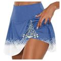 PURJKPU Christmas Skorts for Ladies Golf Tennis Skorts Skirts Athletic Activewear Workout Active Running Gym Sport Casual Skort with Shorts Blue L