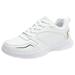 ZHAGHMIN Casual Women Sneakers Solid Color Comfortable Lace-Up Flat Bottom Running Sports Shoes Lightweight Work Walking Tennis Shoe White Size8.5