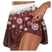 PURJKPU Womens Golf Tennis Skorts Skirts Lightweight Christmas Print Golf Skirts Shorts Tennis Running Workout Sports Skorts Wine 2XL