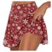 PURJKPU Christmas High Waisted Tennis Skirts for Women Golf Athletic Activewear Skorts Mini Summer Workout Running Shorts Red 5XL