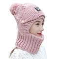 Qisuw Hooded Hat Scarf Wrap Knit Trapper Hat Women Fleece Lined Winter Hat Scarf Set Winter Balaclava Fleece Hood Ski