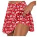 PURJKPU Christmas Women s Athletic Tennis Skorts Stretchy Drawstring Skirt for Girl Athletic Skirts Workout Skorts with Shorts Red 5XL