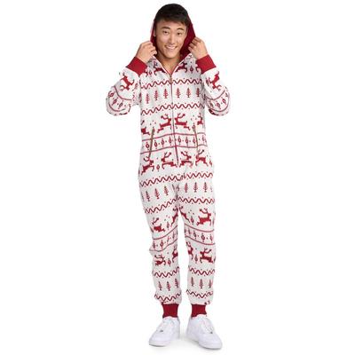 Men's Red and White Fair Isle Knit Jumpsuit