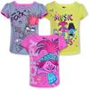 Preschool Pink/Yellow/Gray Trolls Puff Sleeve T-Shirt Three-Pack