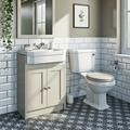 Orchard Dulwich close coupled toilet and Eton stone ivory vanity unit suite 600mm