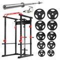 Squat Rack and Tri Weights Set With 7ft Barbell | Warrior - Red , 150KG