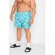 Size 4Xl Mens Penguin Munsingwear Big & Tall Blue Palm Tree Swim Shorts Big & Tall
