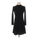 Madewell Casual Dress - Mini High Neck Long sleeves: Black Print Dresses - Women's Size X-Small