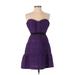 BCBGMAXAZRIA Casual Dress - A-Line Sweetheart Sleeveless: Purple Print Dresses - Women's Size 0