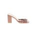 Just Fab Mule/Clog: Slide Chunky Heel Boho Chic Pink Print Shoes - Women's Size 8 - Open Toe