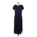 G.I.L.I. Casual Dress - Midi: Blue Solid Dresses - Women's Size Medium