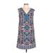 Maggy London Casual Dress - Shift: Blue Graphic Dresses - Women's Size 10 Petite