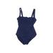 Calvin Klein One Piece Swimsuit: Blue Solid Swimwear - Women's Size 8