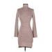 Shein Casual Dress - Bodycon Turtleneck Long sleeves: Brown Marled Dresses - Women's Size X-Small