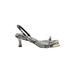 Good American Heels: Slingback Kitten Heel Cocktail Party Gray Shoes - Women's Size 7 - Open Toe