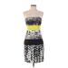 BCBGMAXAZRIA Casual Dress - Sheath Crew Neck Sleeveless: Yellow Print Dresses - Women's Size 2