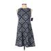 Fortune + Ivy Casual Dress - A-Line Crew Neck Sleeveless: Blue Color Block Dresses - Women's Size Small