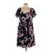 Torrid Casual Dress - A-Line Scoop Neck Short sleeves: Black Floral Dresses - Women's Size 12 Plus