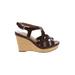 Franco Sarto Wedges: Brown Print Shoes - Women's Size 9 1/2 - Open Toe