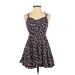 Kimchi Blue Casual Dress - Mini: Purple Floral Dresses - Women's Size 2