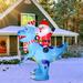 The Holiday Aisle® Santa Ride on Dinosaur Inflatable in Blue/Red/White | 96 H x 78.72 W in | Wayfair 89B61E7C1A1D4D29916EA8F65BCF267B