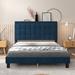 Winston Porter Moorehouse Upholstered Sleigh Bed Upholstered, Wood in Blue | 46.5 H x 63.4 W x 79.3 D in | Wayfair 875E1D7276C1484288C6AB13D1CFF2C2