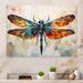 August Grove® Orange Dragonfly Insects Flight Geometric I - Unframed Print on Metal in Blue/Green/Orange | 12 H x 20 W x 1 D in | Wayfair