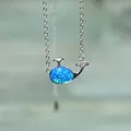 Boho-Collier pendentif baleine de la vie marine pour femmes et filles cordon en argent pendentif