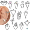 Boucles d'Oreilles en Acier avec Petits Cœurs et Lune 1 Pièce Piercing pour le Corps Cartilage