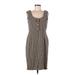 Donna Ricco Casual Dress - Sheath: Brown Grid Dresses - Women's Size 8