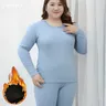 Plus Size Thermal Set donna Long Johns Set Solid Warm Thermal Underwear Thermo pantaloni a maniche