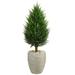 Nearly Natural 40 Cypress Cone Artificial Tree in Sand Colored Oval Planter UV Resistant (Indoor/Outdoor)