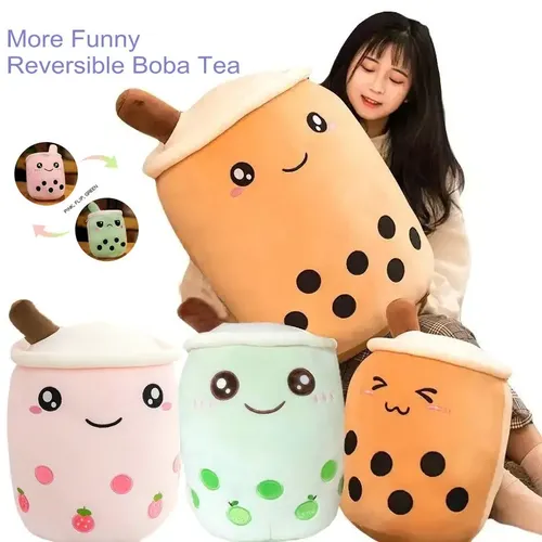 25-70cm Cartoon Obst Blase Tee Tasse kissen gefüllte weiche Trinken Apple Milch Tee zurück kissen