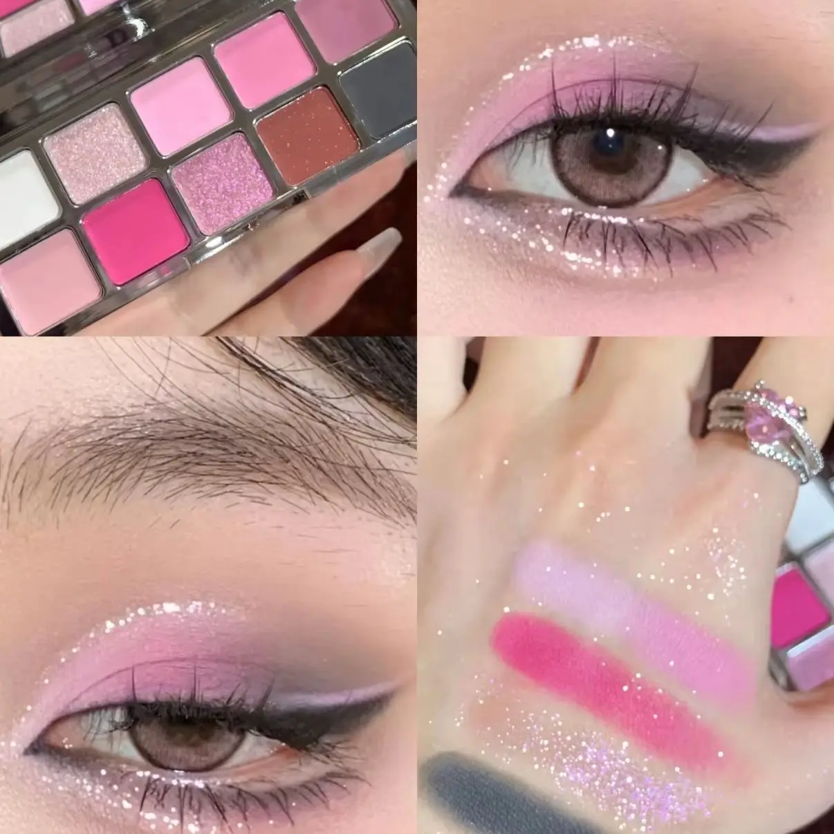 SHEDELLA 10-Farben-Lidschatten-Palette, tragbar, rosa, matt, schimmernd, glitzernd, langanhaltender Perlenglanz-Lidschatten, Make-up 601 Image