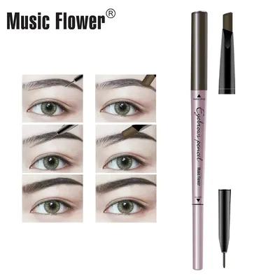 Musik Blume Marke 4 Farbe Doppel Kopf Augenbraue Bleistift Wasserdicht Eye Make-Up Brauen